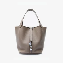 Классическая Роскошная брендовая дизайнерская женская сумка высокого качества из натуральной кожи того, Женская Повседневная Сумка-тоут Picotin с замком, сумка-мешок