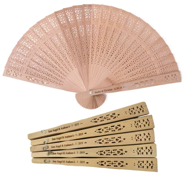 10pcs Personalized Wedding Sandalwood Hand Fan Favor Bridal 10pcs Personalized Wedding Sandalwood Hand Fan Favor Bridal Shower Gift Folding Customized Wood Fans