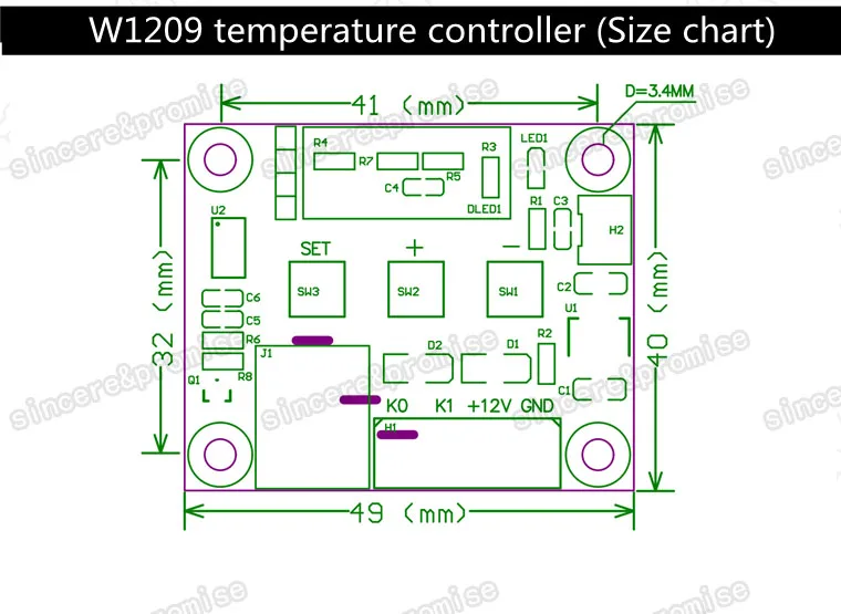 W1209 красный и синий DC 12 В температура отопления охлаждения термостат контроль температуры переключатель термометр термо контроллер