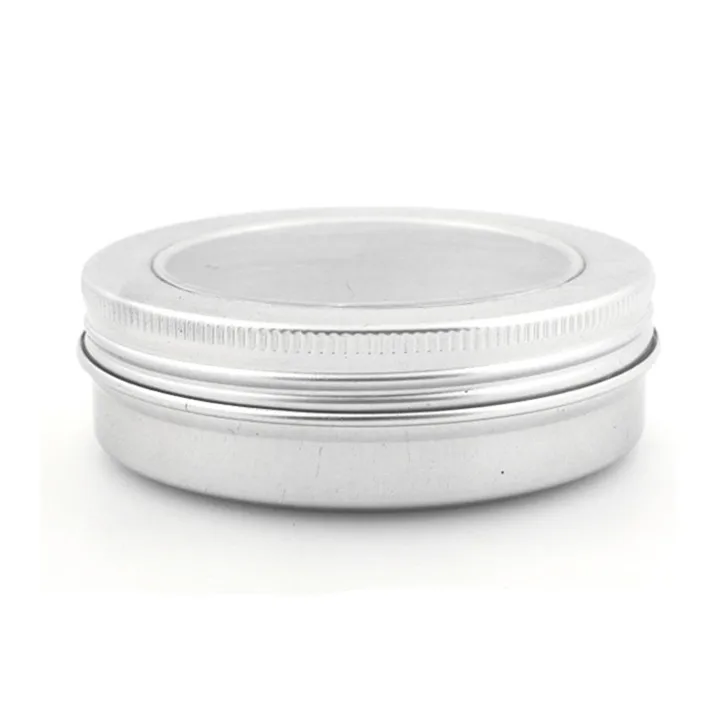 

100ml Aluminum Balm Tins pot,comestic containers with Clear View Window lid,screw thread lid,Lip Balm Gloss Candle