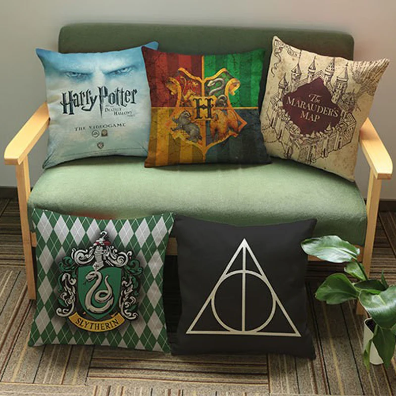 

Decorative Pillow Harry Potter Pattern Linen Cotton Cushion For Sofa Home Decor Almofadas Pillowcase Seat Chair Back Cushion