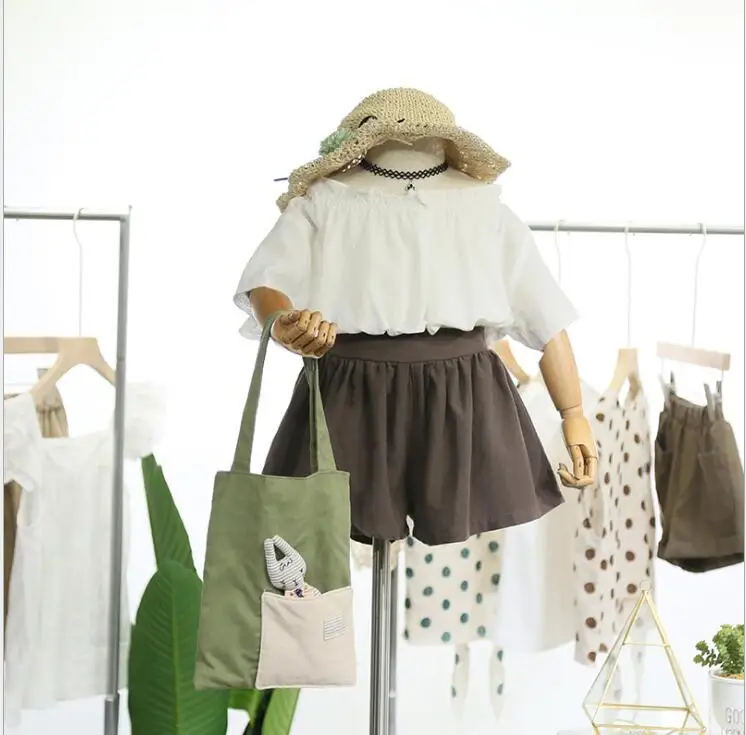 Рубашка для девочек в Корейском стиле Модная хлопковая летняя блузка с открытыми плечами для девочек 3-8 лет, B372 - Цвет: Белый