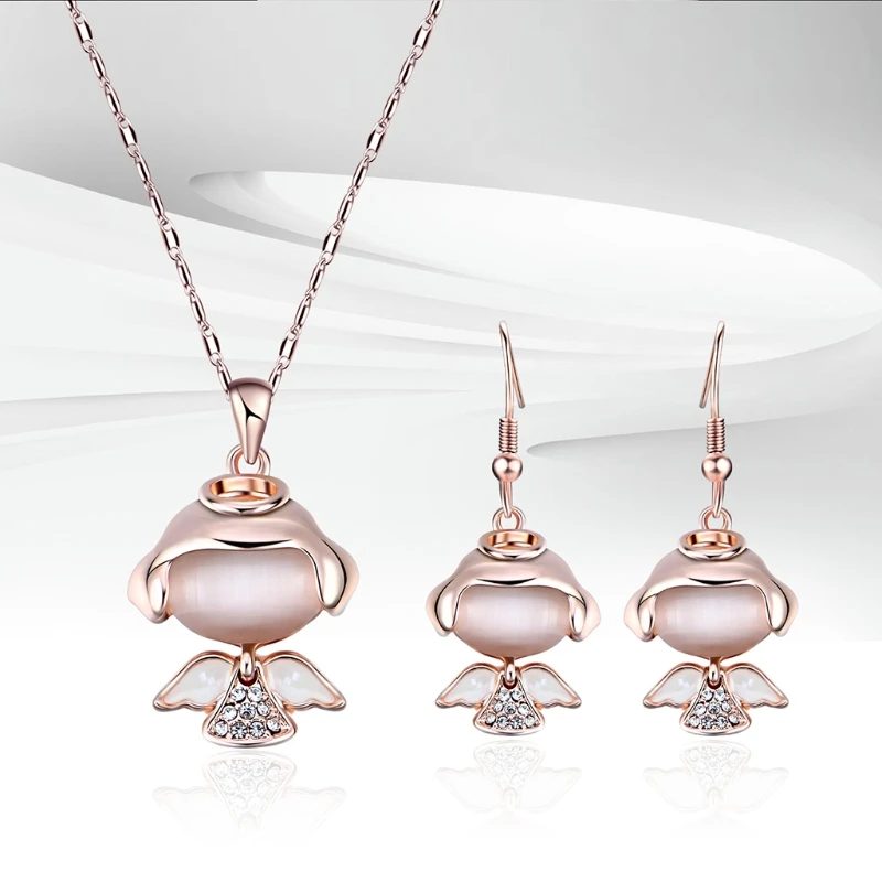 

1 Set Necklace Earrings For Bride Wedding Women Jewelry Luxury Cartoon Pendant Drop Ship W2952001