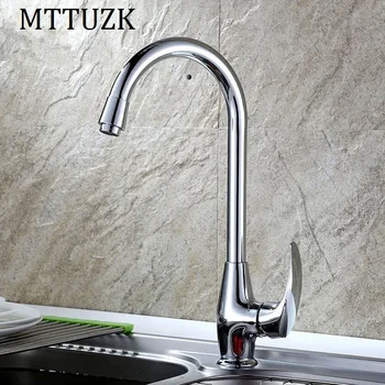 

MTTUZK Free Shipping brass chrome kitchen faucet hot and cold mixer taps Sheep handle basin faucet deck mounted sink faucet