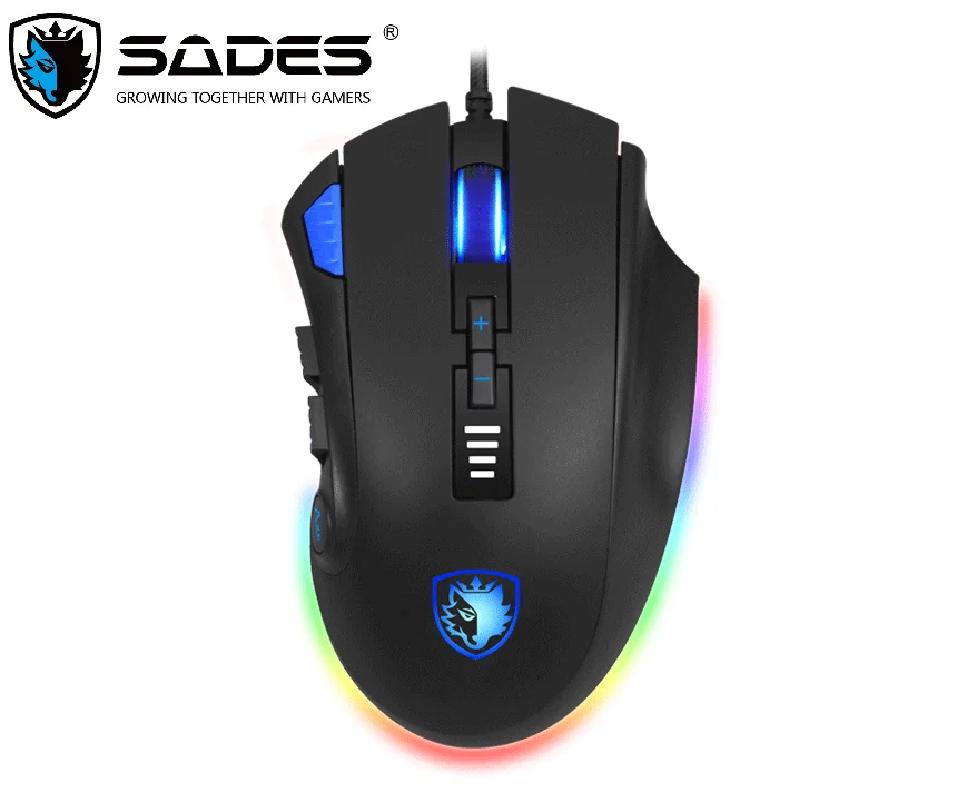 SADES S12 Axe игровая мышь Проводная 12 кнопок оптическая RGB Подсветка мышь для FPS& MOBA геймеров