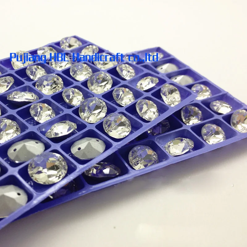 

18pcs 10x12mm Rivoli Crystal Sew on buttons clear color round Sew-on bling crystal beads Garment Accessories