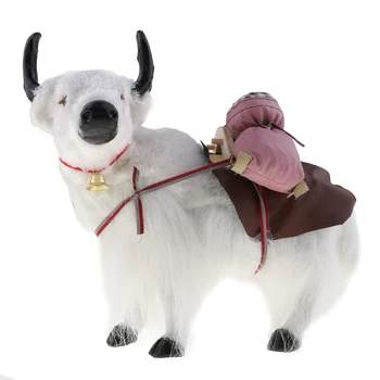 

Simulation Mini Yak Model Statue Figurine Crafts Christmas Ornament Dolls Toy 28cm Height White