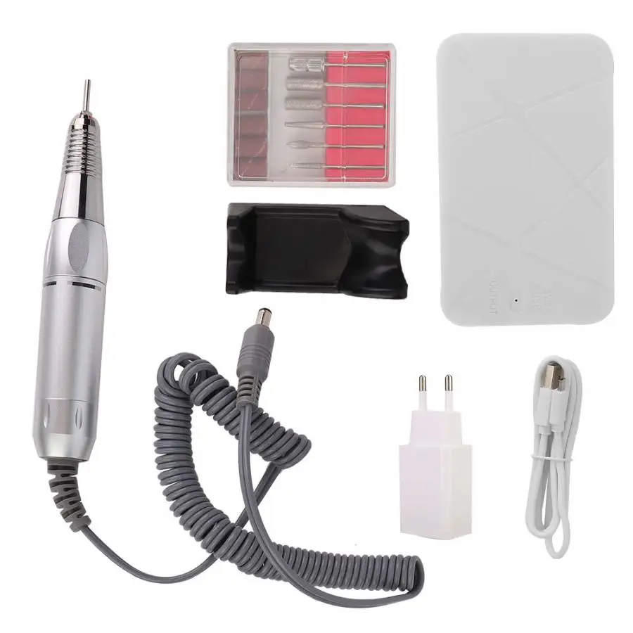 White EU 4 Types Portable Electric Nail Grinding Drill Pen Manicure Pedicure Polish Machine Tool Nail Art Drilling Machine - Цвет: White EU