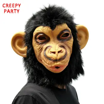

Chimp Monkey Head Mask Adults Full Face Latex Gorilla Party Mask Animal Fancy Dress Party Masquerade Masks For Halloween