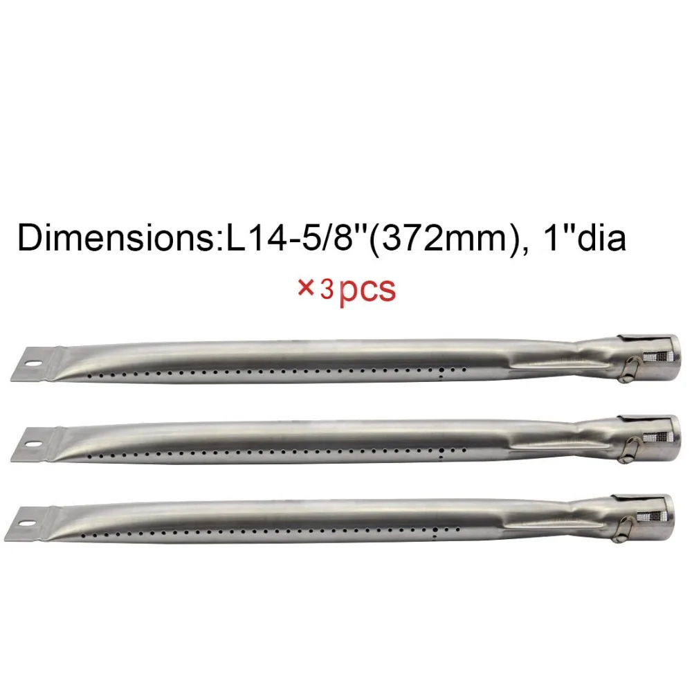 

Grill King 14251 BBQ Parts Gas Grill Replacement 14.6 Inch Straight Stainless Steel Burner 3pack