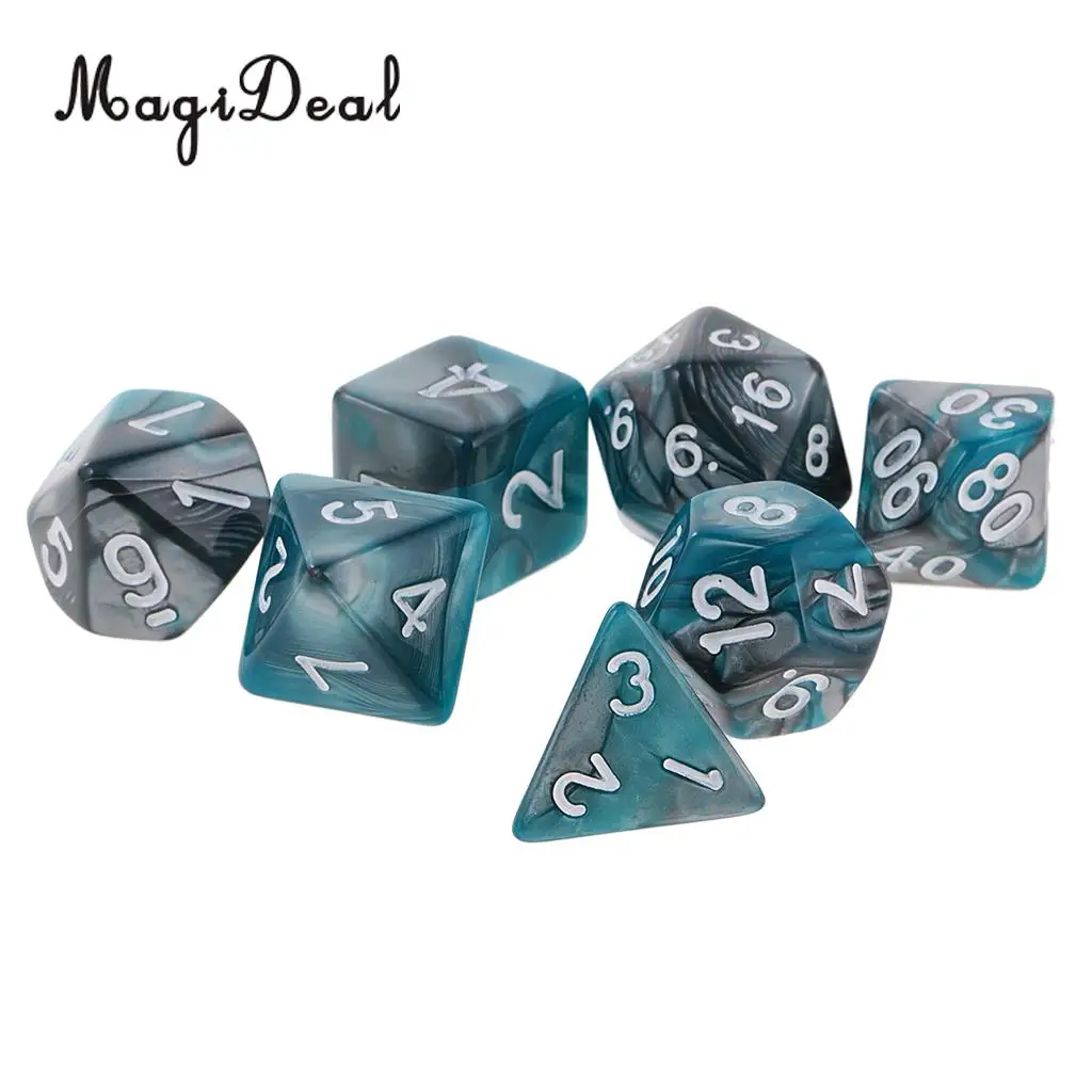 MagiDeal 7Pcs/Lot Acrylic Polyhedral Dice 16mm for Dungeons and Dragons Table Games Family Party Club Bar Funny Toys 6 Colors