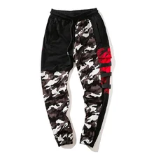 Камуфляж уличная Джоггеры мужские Весна хип хлопок лоскутное Камуфляж пот брюки повседневные тонкие мужские брюки