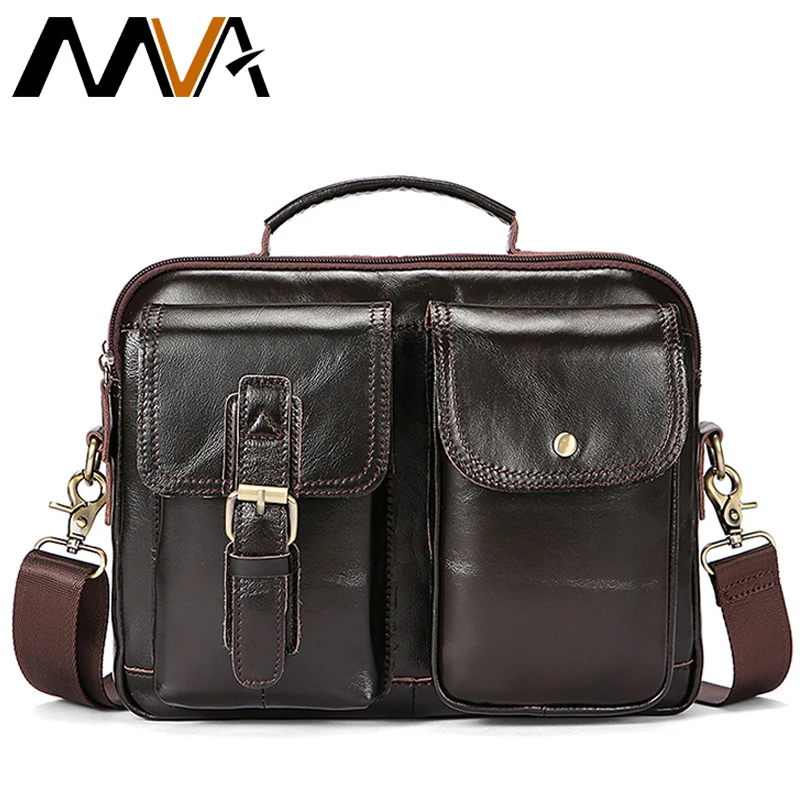 

MVA Men's Shoulder Bag Male Genuine Leather Crossbody Bags Casual Handle-top Messenger Bag Men Leather Bags Zipper Totes 8114