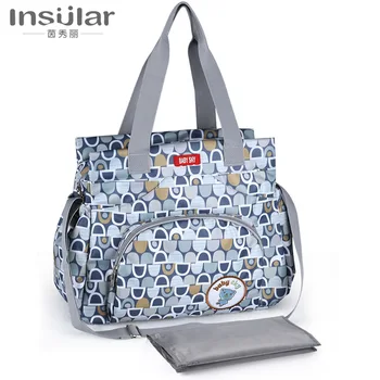 

Insular Multifunctional Diaper Bag Large Capacity Maternity Bag Fashion Print Mother Hobos Bag With Diaper Changing Pad