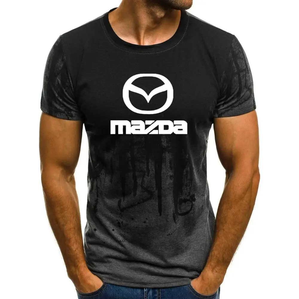 Мужская футболка с коротким рукавом для автомобилей Mazda с логотипом Летняя Повседневная хлопковая Футболка с градиентом модная футболка в стиле хип-хоп Harajuku Мужская брендовая футболка - Цвет: 804