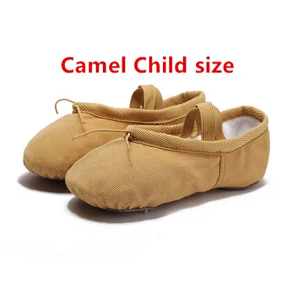 Лидер продаж; детская обувь для девочек и женщин с мягкой раздельной подошвой; балетная обувь для танцев; удобные дышащие парусиновые тапочки для занятий спортом - Цвет: Camel Child size