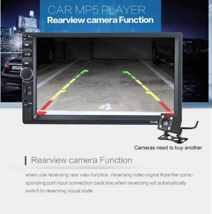 Discount by DHL/Fedex 10pcs new 7018B 2 Din Car Video Player Auto Audio Stereo MP5 Player 7 inch 2Din Car DVD Player USB FM Bluetooth 6