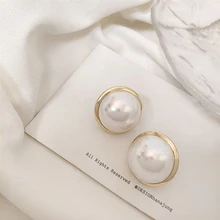 Винтажные серьги с искусственным жемчугом женские серьги для женщин аксессуары модные простые круглые геометрические серьги ювелирные изделия