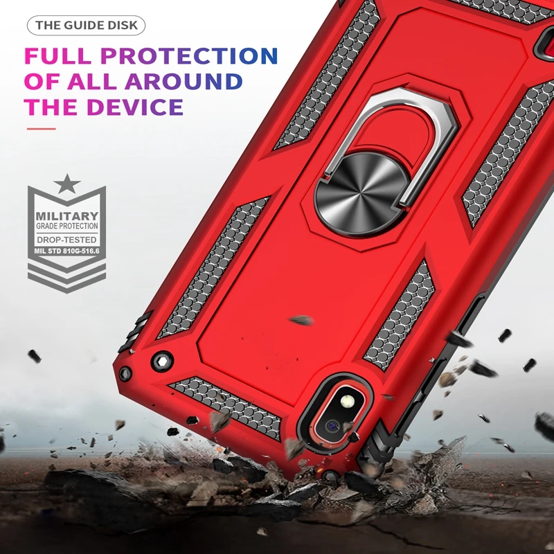 Luxury Armor Soft Shockproof Case For Samsung Galaxy A10 2019 SM-A105F/DS A105FN A105 Silicone Bumper Hard Cover Metal Ring Case 6