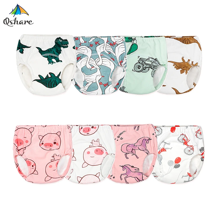 

Qshare Cute Baby Diapers Reusable Nappies Cloth Diaper Washable Infants Children Baby Cotton Training Pants Panties Nappy Child