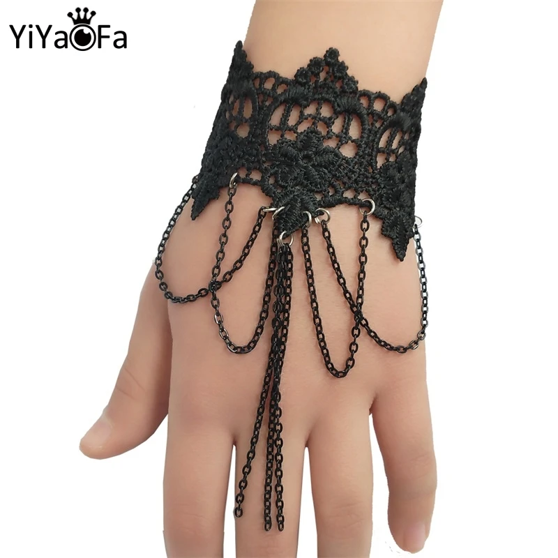 

YiYaoFa Vintage Black Lace Bracelets & Bangles for Women Gothic Jewelry Handmade Women Accessories Lady Party Jewelry LB-02