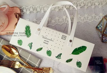 

24.9X9.2X8.7cm Green portable Paper Gift Box Wedding Candy Cake Packing Box Portable Case Big 100pcs/lot