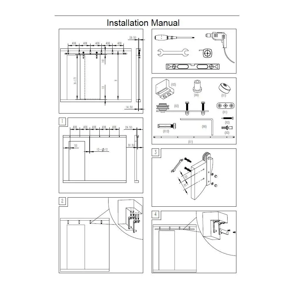 Ceiling Mount Bracket Rustic Sliding Barn Door Hardware Kit