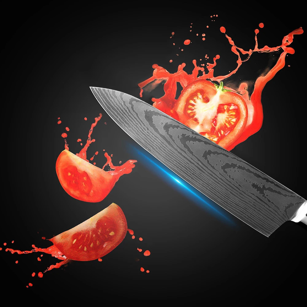 XITUO " дюймовый нож шеф-повара 7" японский нож Santoku замороженный нож для хлеба зубчатый 3," инструмент для очистки овощей Универсальный антипригарный нож дерево