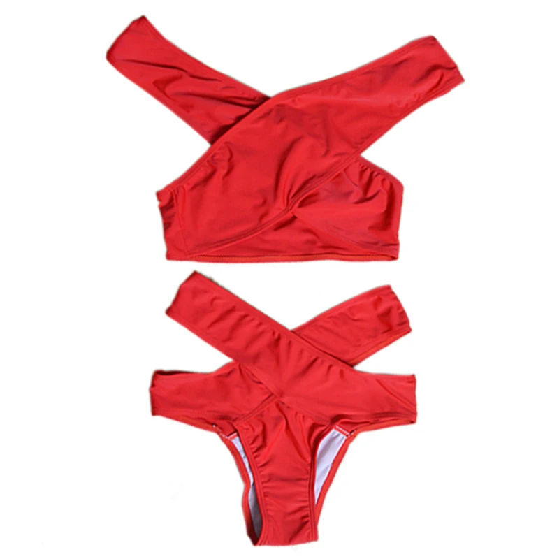 Женский раздельный купальник бикини с вырезом лодочкой Летний Пляжный Купальник