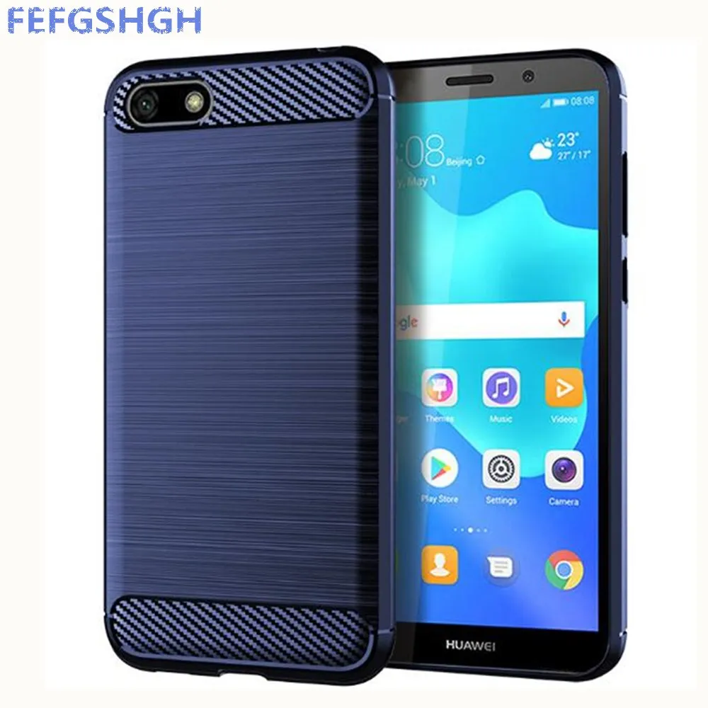 Чехол из углеродного волокна для Huawei Y5 Y6 Y7 Prime 2018 резиновые силиконовые чехлы