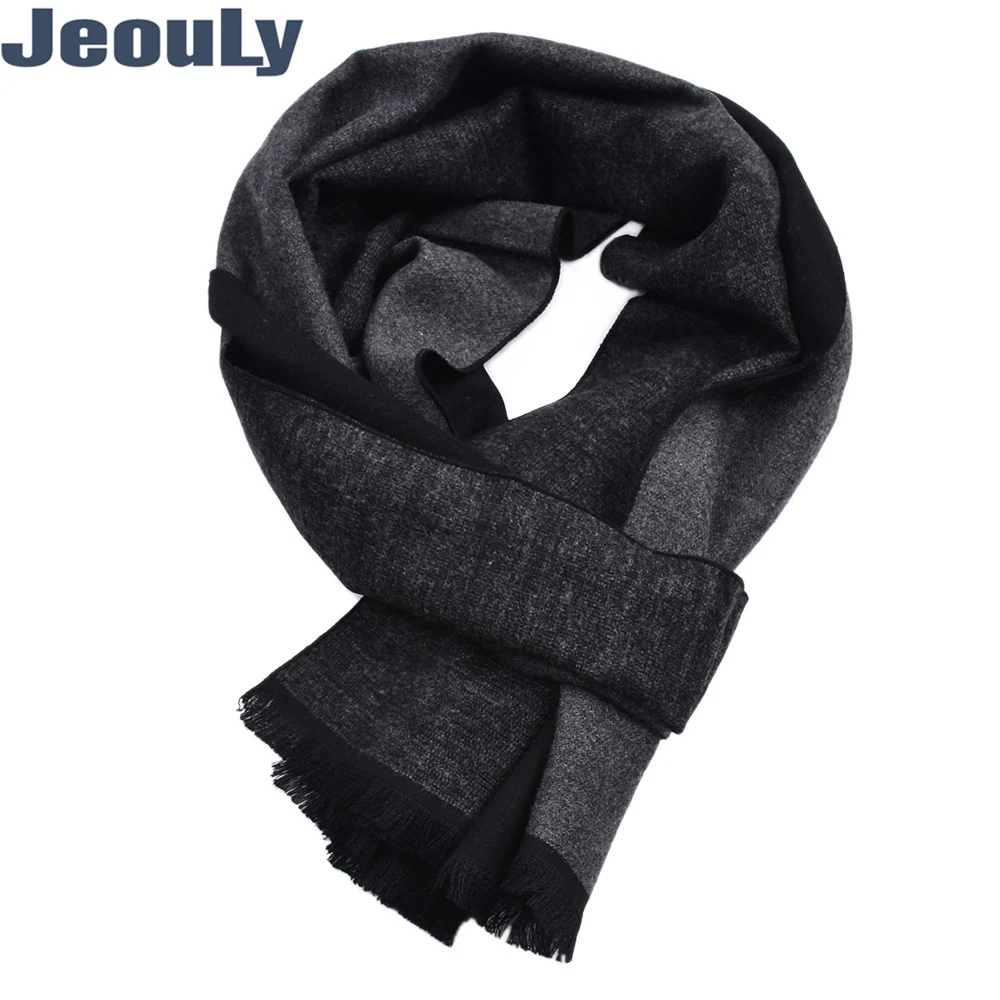 

JeouLy Men Scarf 2018 Winter Cashmere Scarves black Vintage Soft Houndstooth gray Man High Quality Brand Business Casual Scarfs
