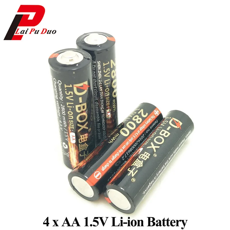 

1.5V 2800mWh AA Lithium-ion Battery Rechargeable Batteries polymer lithium li-ion batteria for camera ect 4 Pieces Included