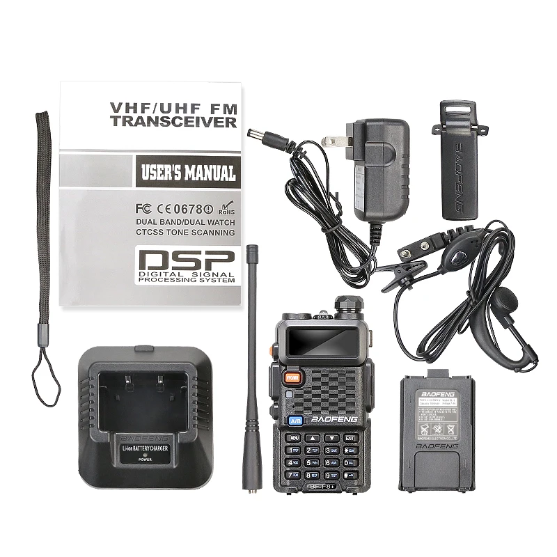 2PCS Original Baofeng BF-F8+ VHF UHF Dual Band 5W CTCSS DCS Two Way Radio Walkie Talkie Free Earphone