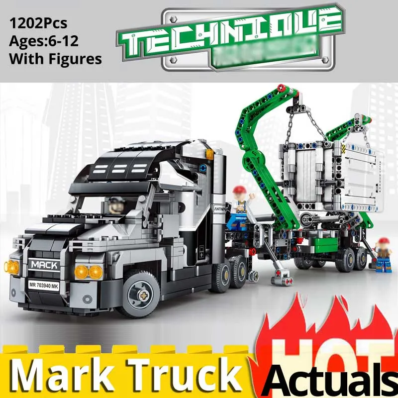 

Science and Technology Series 703940 Mark Container Truck SET Puzzle Toys 1202PCS toys for children DIY birthday christmas gift