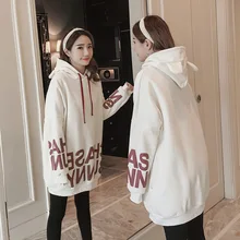 Autumn and winter clothes plus cashmere thickening pregnant women sweater sets of long hooded pregnant women coat
