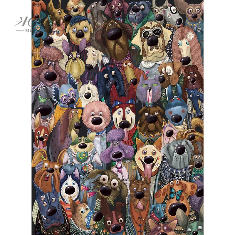 Cena Michelangelo drewniane puzzle jigsaw 500 1000 1500 2000 sztuk grupa psa zdjęcie zwierzęta kreskówkowe Kid edukacyjne zabawki malarstwo dekoracja