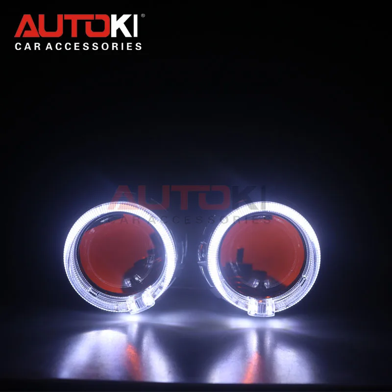 Autoki спрятал Bi xenon объектива автомобиля проектор Габаритные огни квадратный фары «ангельские глаза» DIY авто-Стайлинг 2,5 ''H4 H7 - Цвет: white yellow