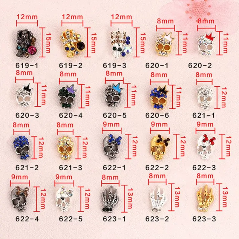 

10PCS 3D Nail Art Halloween Decoration Metal Skull Cushaw Charms Nail Accessories