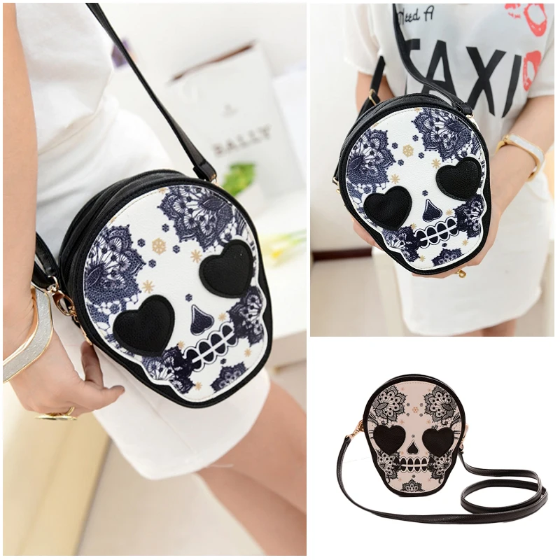

1Pcs Women Flap Messenger Bags Bag Lady Skull Head Printed Crossbody Shoulder Bags Small Female Handbags Teen Girl