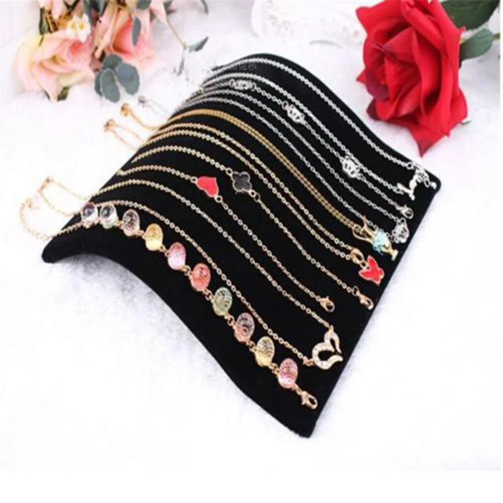 Fashion Black Velvet Necklace Bracelet Display Board Necklace Chain