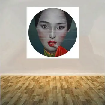 

Hand painted Oil Painting Canvas Modern art Portrait Painting Chinese Artist LingJian girl Picture Painting Home decor 30x30Inch