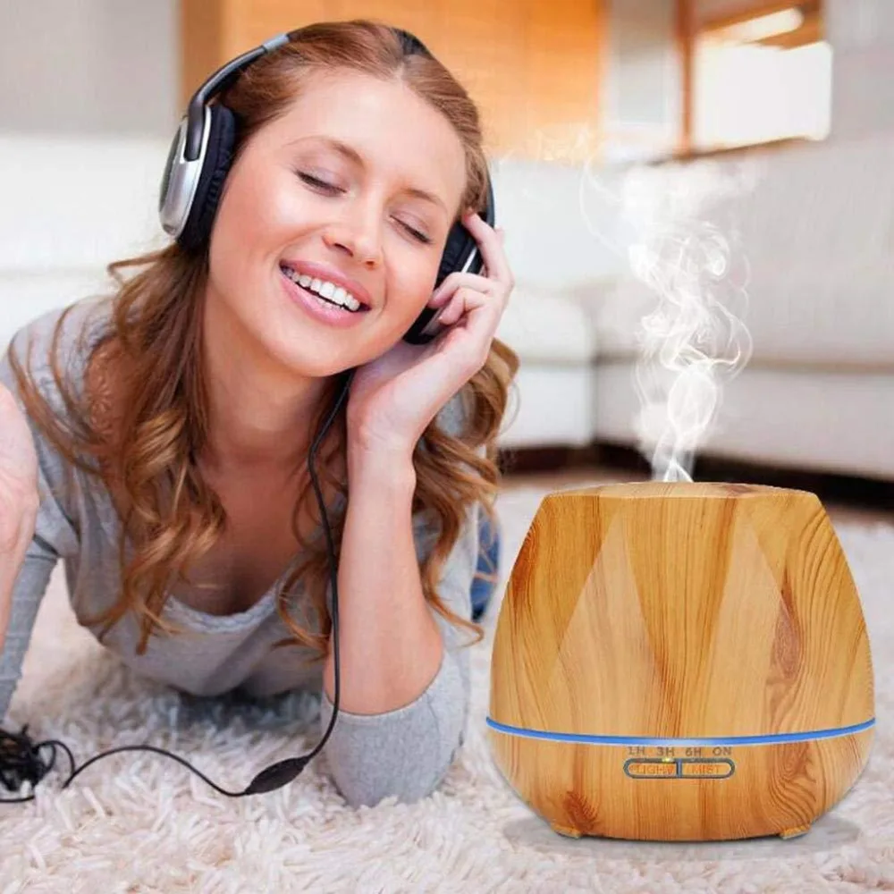 

500ml USB Electric Aroma air diffuser wood Ultrasonic air humidifier Ultrasonic LED 7 Color Changing Essential Oil Dif Aromather