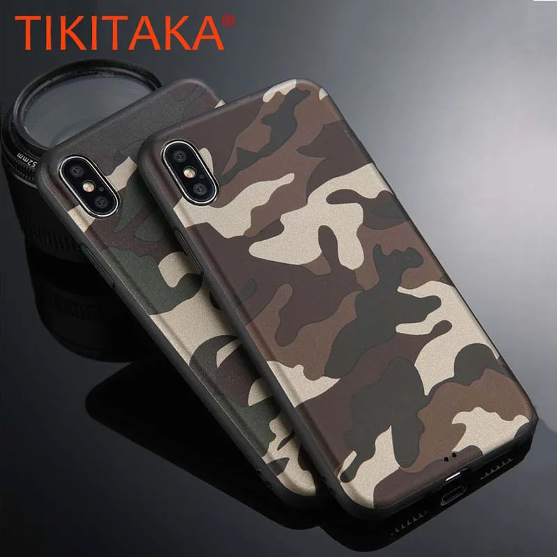 

Camo Camouflage Case For iPhone 6 6S 7 7 Plus 8 8 Plus X 10 Army Green Back Cover Soft TPU Case For IphoneXS MAX XR Phone Cases