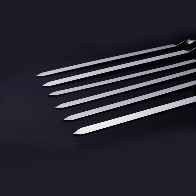 19.68'' 50cm Stainless steel Barbecue Skewers BBQ Grill Set Wide Resuable Shish Kabob Sticks Long BBQ Forks set 6/10/12pcs