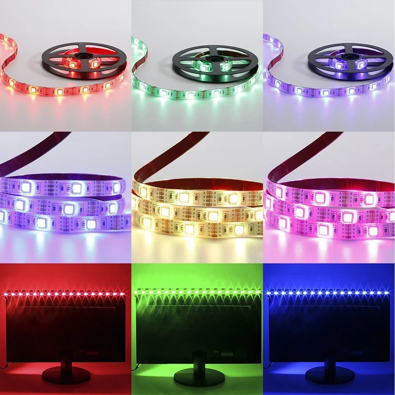 5M RGB LED Strip Waterproof tiras SMD 5050 LED Strip TV Tape Lighting 5V USB Computer Led Lighting with 24keys Remote Controller (11)