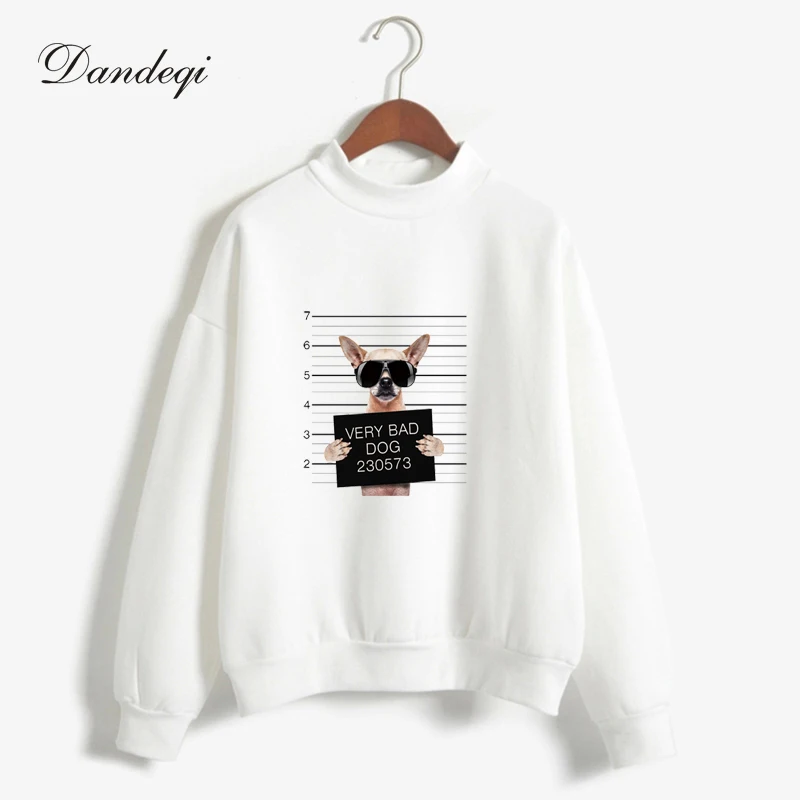 

2017 Autumn Fleece Hoodies Women Lovely Bad Dog Printd Long Sleeve Casual Thicken Sweatshirts Women Harajuku Outwear
