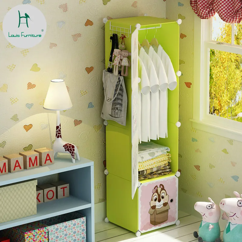 

Louis Fashion Plastic Closets for Students Dormitories Simple Clothes Cupboards Single Mini Trumpets Childrens Storage Cabinets