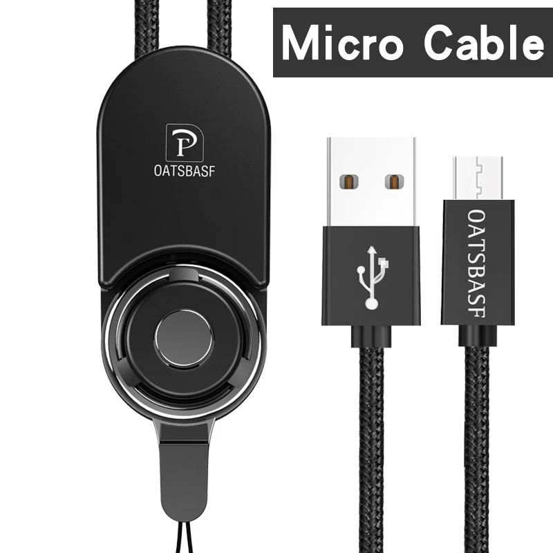 Oatsbasf USB кабель для iPhone X 7 8 6 6s plus Micro Usb type C зарядный кабель для samsung S9 мобильный телефон зарядное устройство Шнур кабель - Цвет: Black - Micro