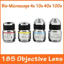 4X10X40X100X4 шт. оптический Биологический микроскоп L = 185 Ахроматический прецизионный медный объектив с резьбой Крепления 20,14 мм