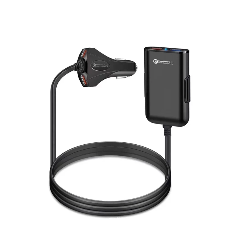 Автомобильное зарядное устройство для телефона Quick Charge QC 3,0 60 Вт 12A мульти 4 usb-порта Передняя и задняя зарядка автомобиля Быстрая зарядка